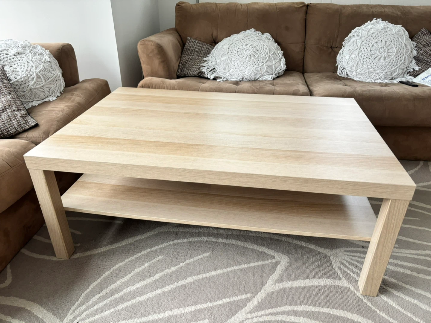 Light Wood Coffee Table with Shelf