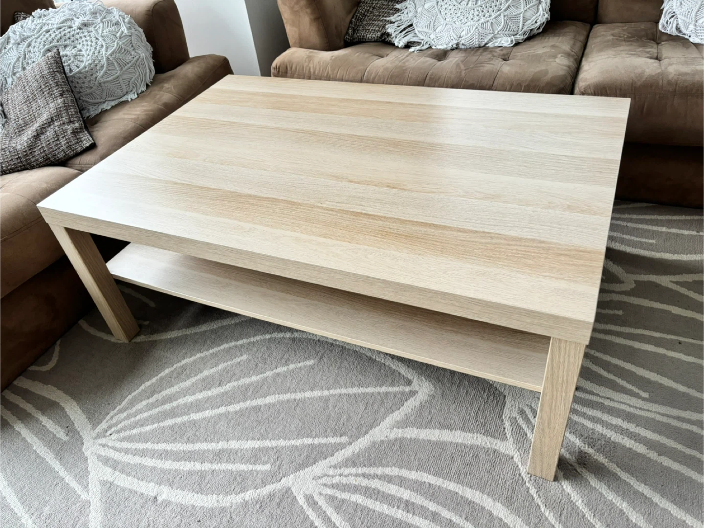 Light Wood Coffee Table with Shelf - photo 2