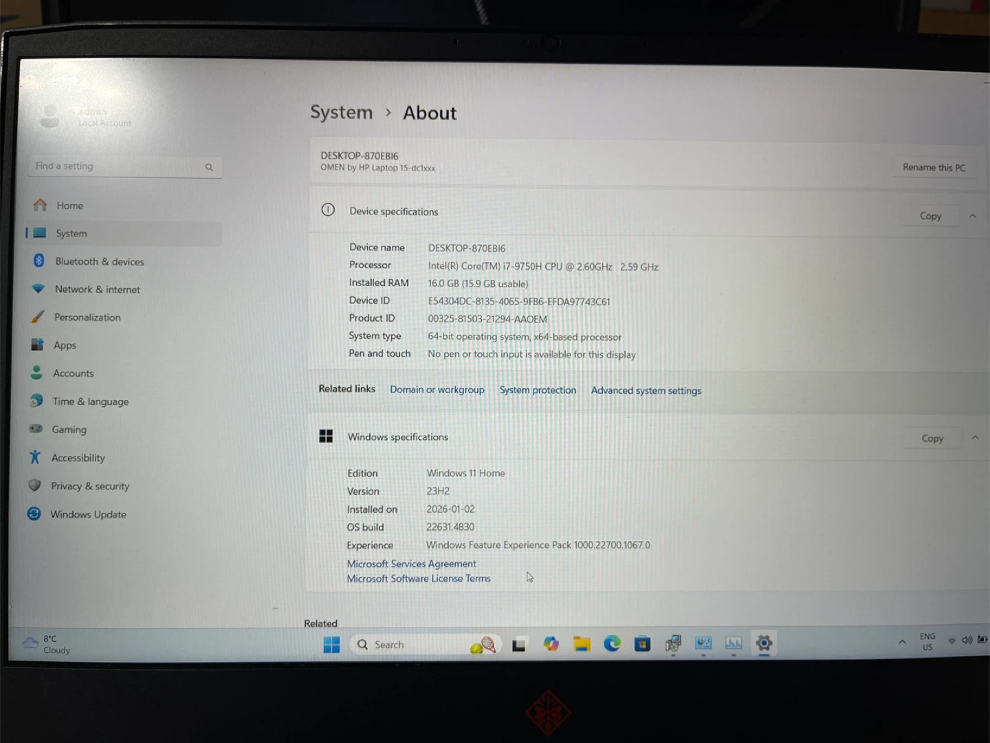 HP OMEN Gaming laptop - i7-9759H, 16GB RAM, GeForce GTX 1660 Ti - photo 3