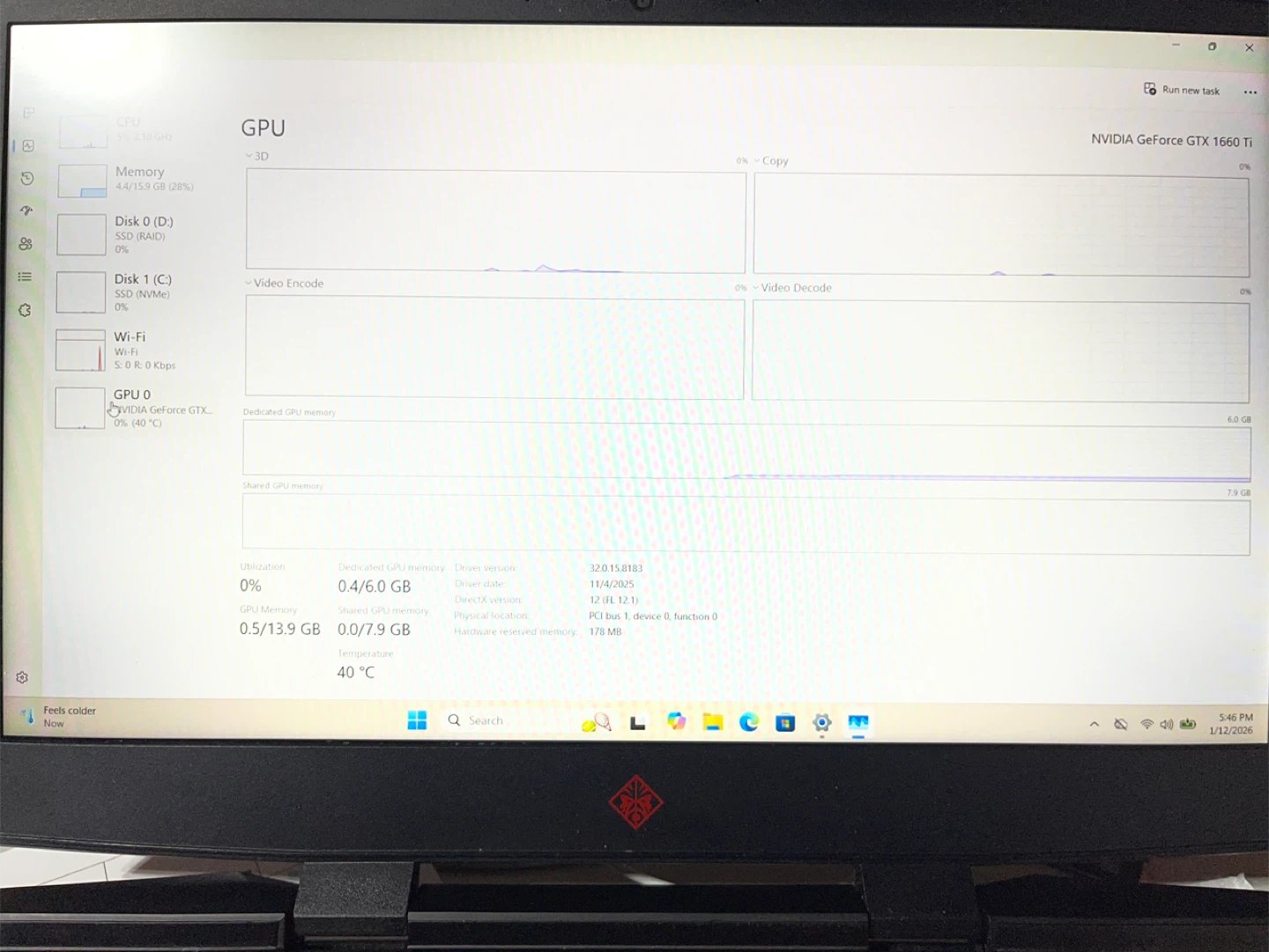 HP OMEN Gaming laptop - i7-9759H, 16GB RAM, GeForce GTX 1660 Ti - photo 4