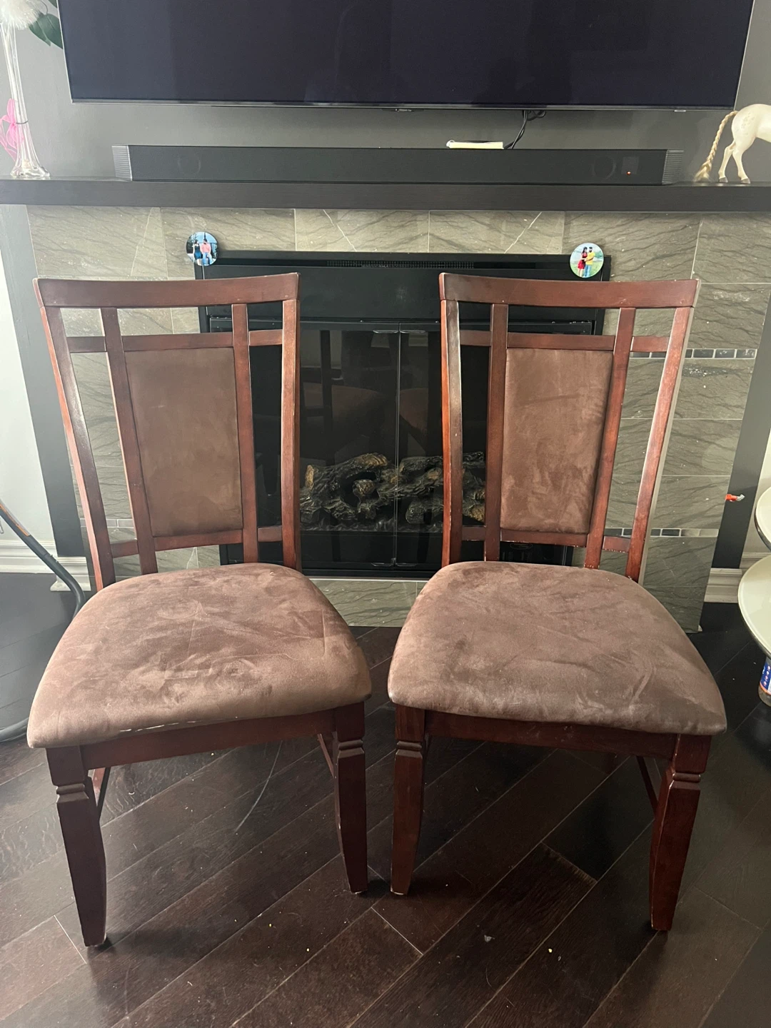 Set of 2 Brown Dining Chairs