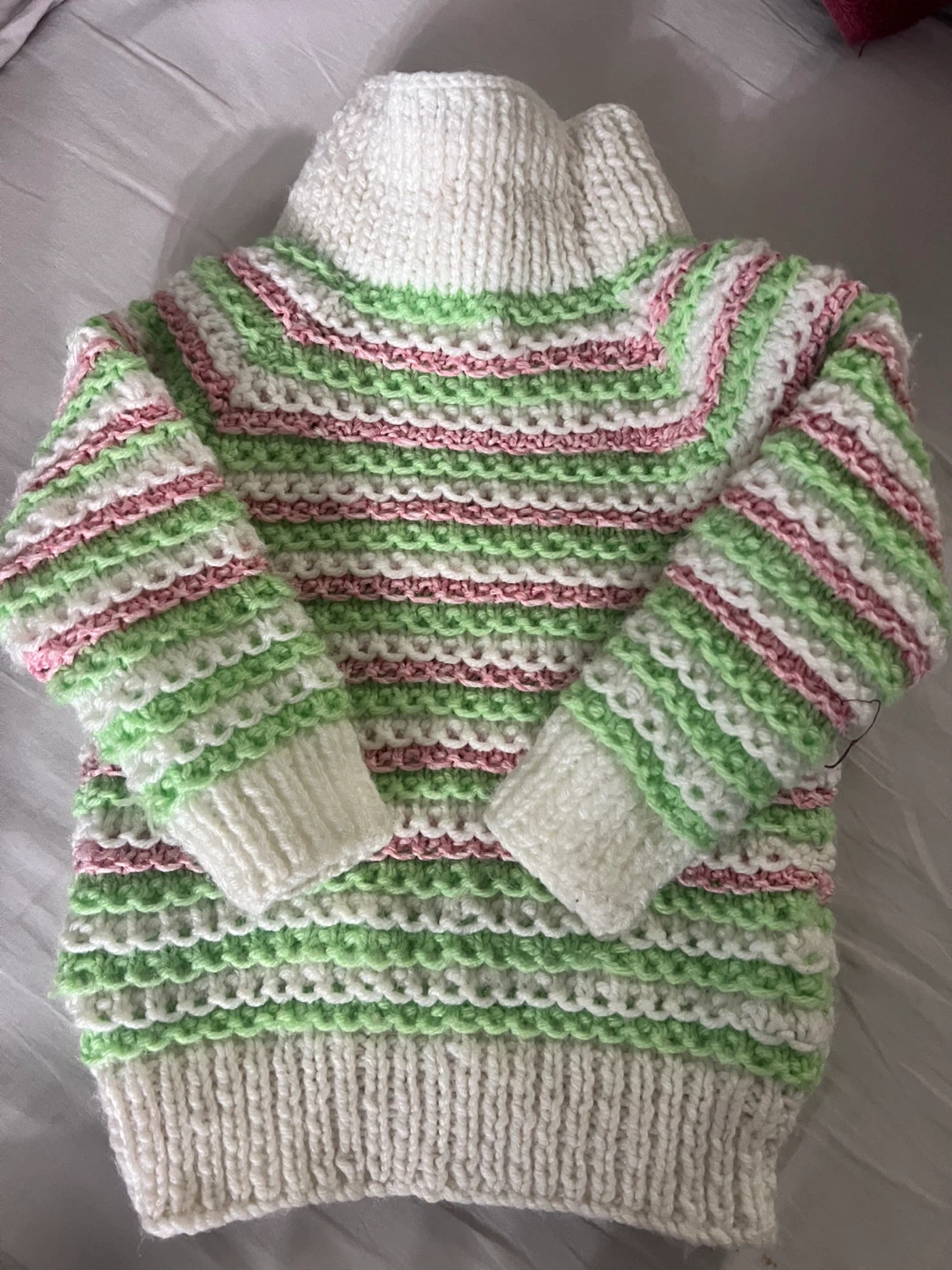 1 year baby Handmade Striped Knit Sweater