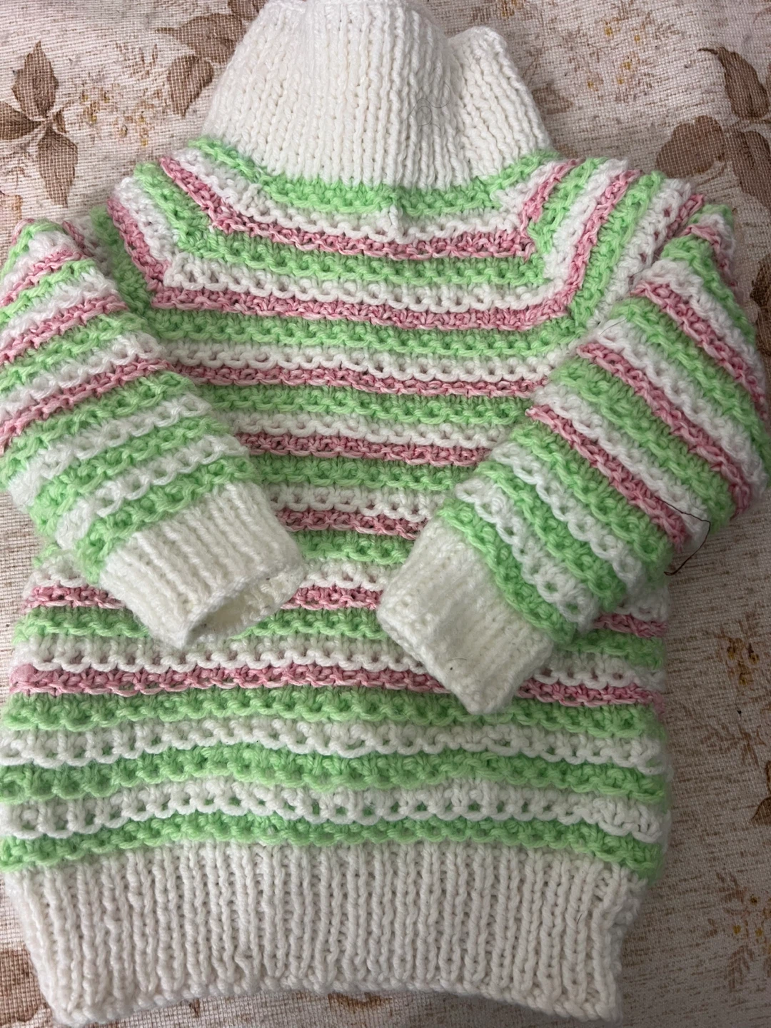 1 year baby Handmade Striped Knit Sweater - photo 2