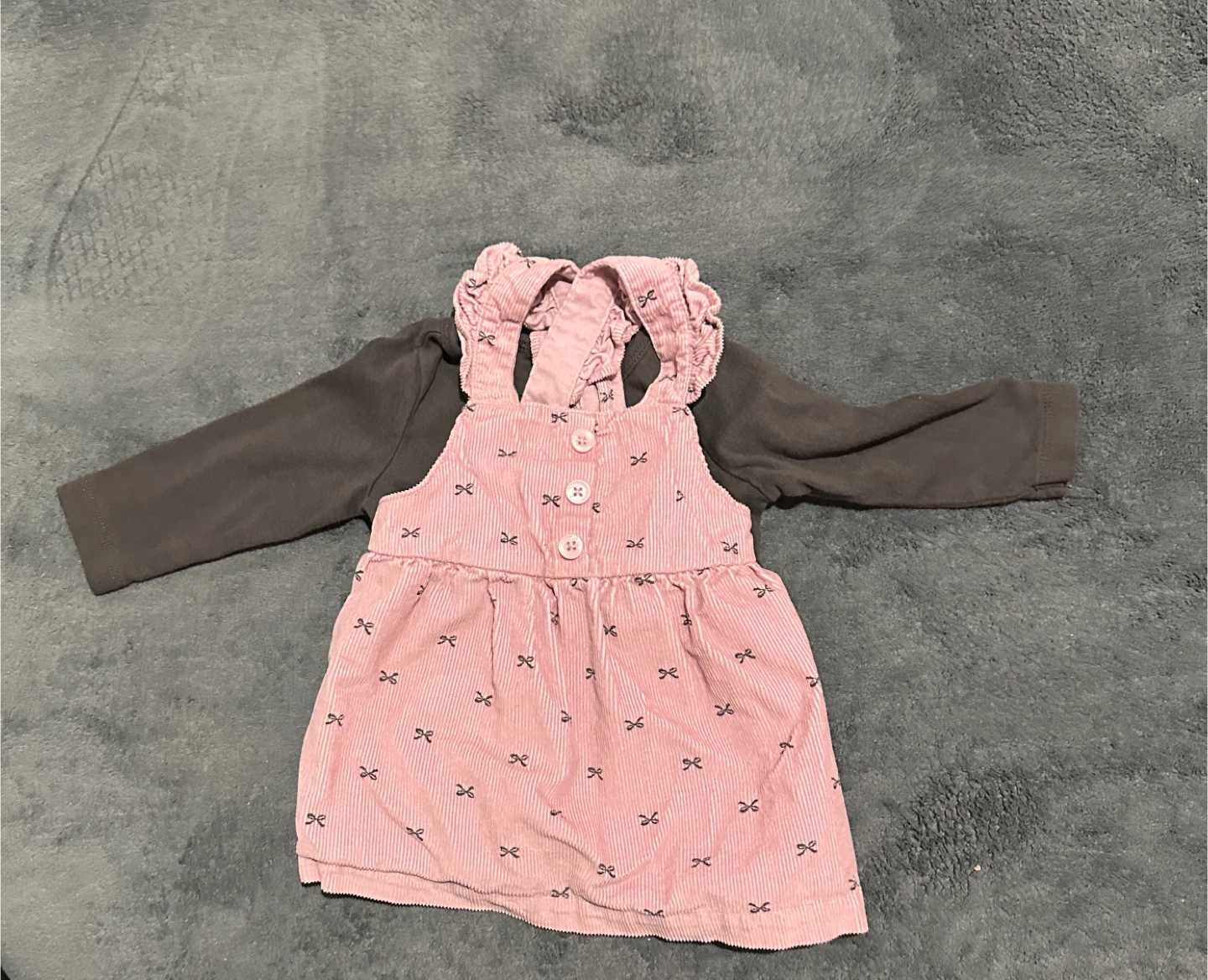 Pink Corduroy 3-6 Month Baby Dress with Long Sleeve Top