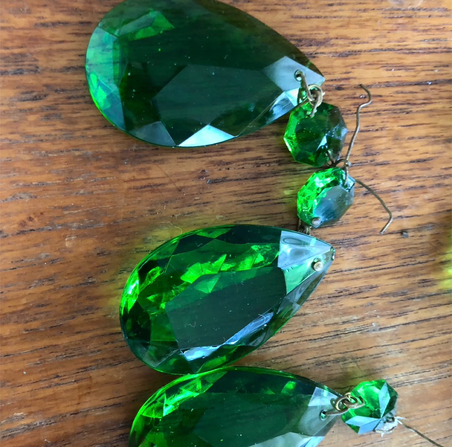 Original replacement Faceted Green Prisms for Chandelier