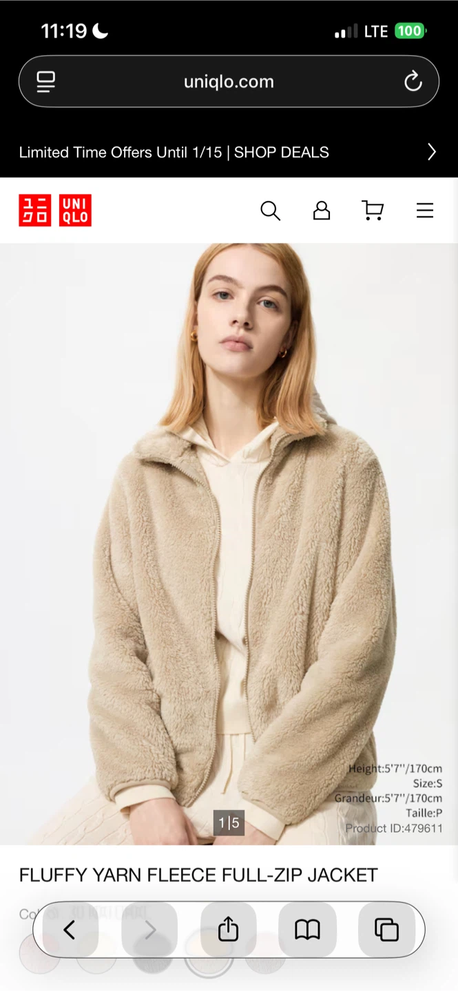 Uniqlo Fluffy Yarn Fleece Full-Zip Jacket - Size S