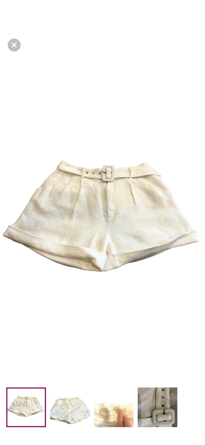 Ted Baker Size 4 White Belted Shorts