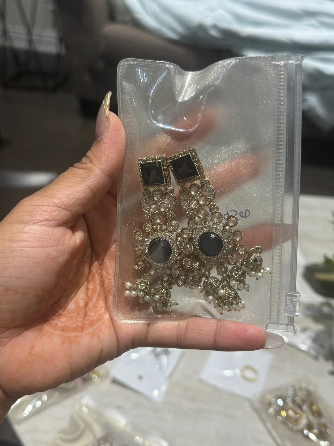 Elegant Black & Gold Dangle Earrings