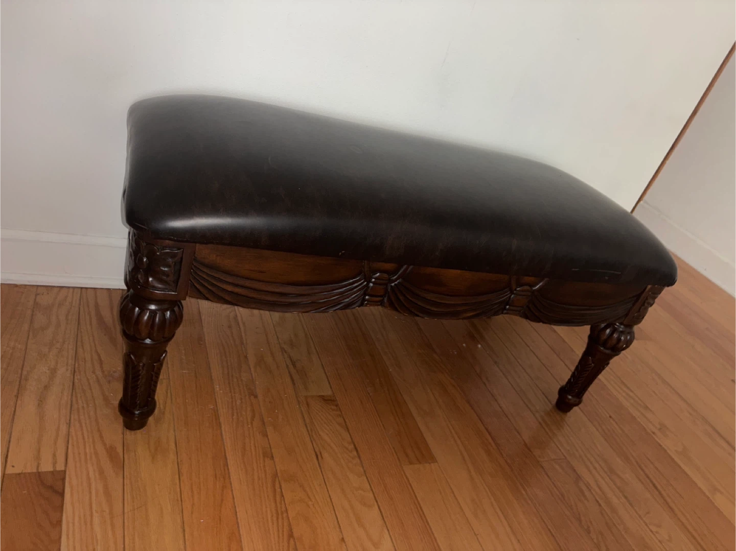 Wood and leather bench