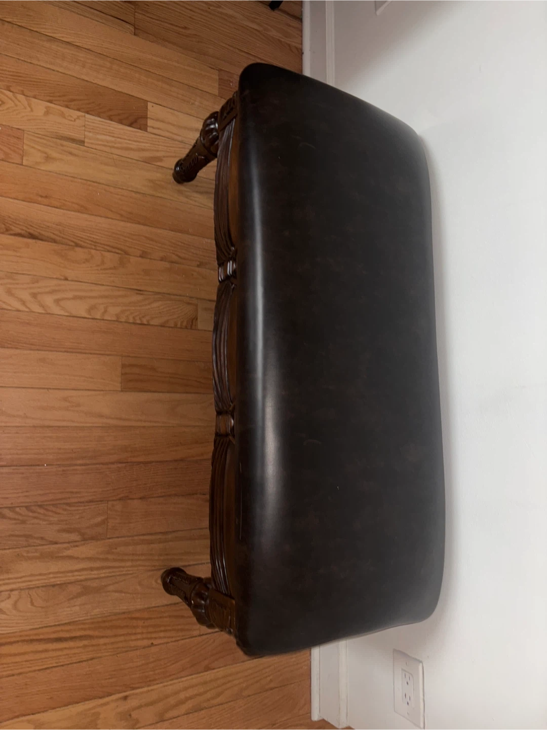 Wood and leather bench - photo 2