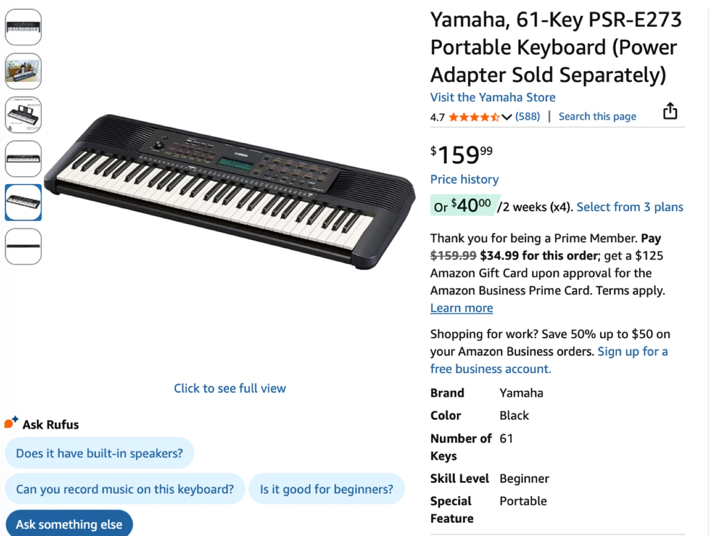 Yamaha PSR-E273 61-Key Portable Keyboard - New in Box!