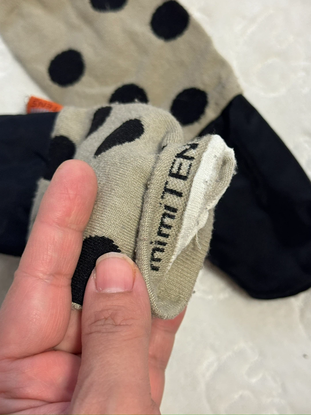 mimiTENS Baby Mittens - Black & Beige Polka Dot - photo 3