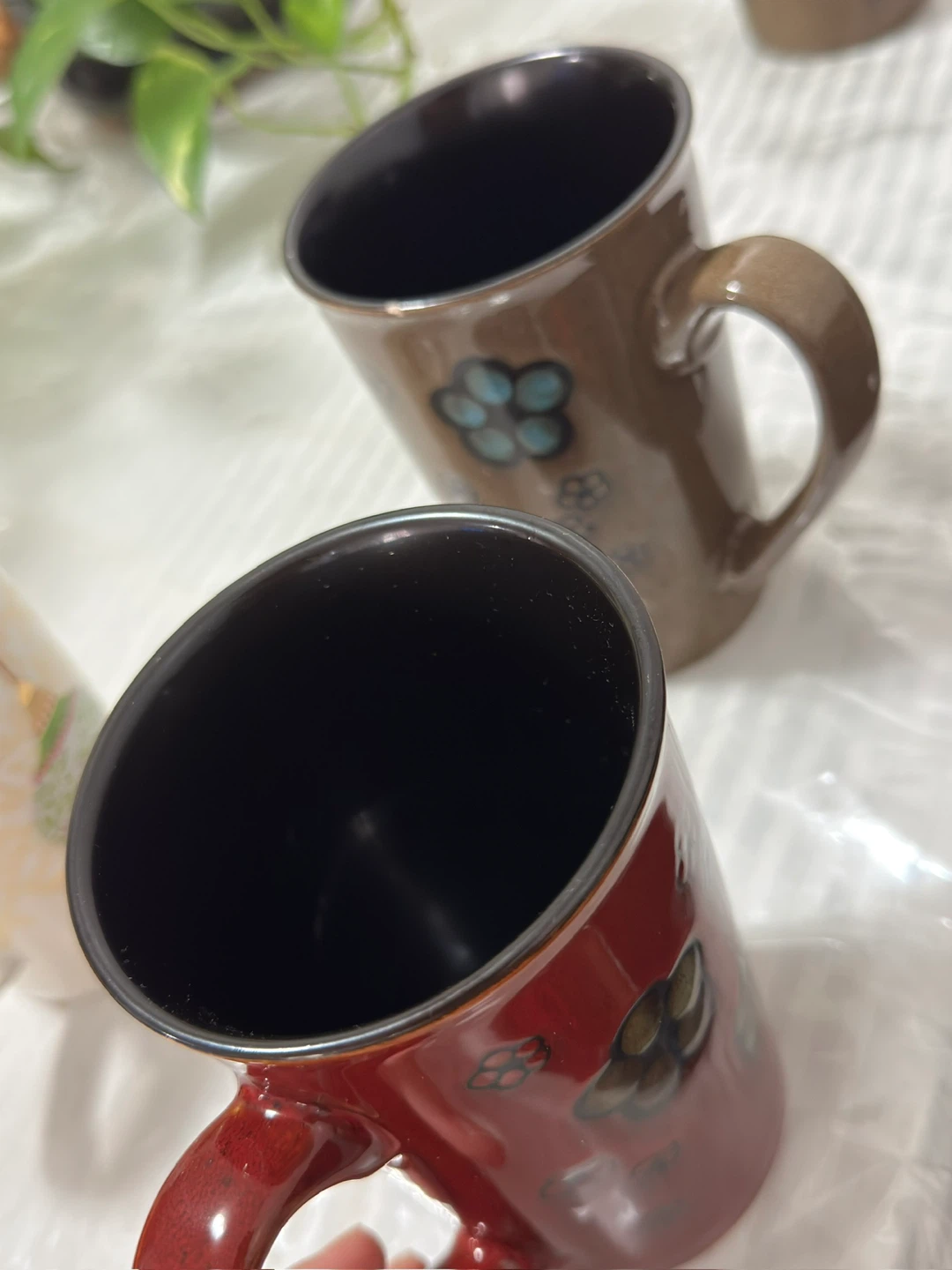 Red & Brown Floral Coffee Mugs - photo 4