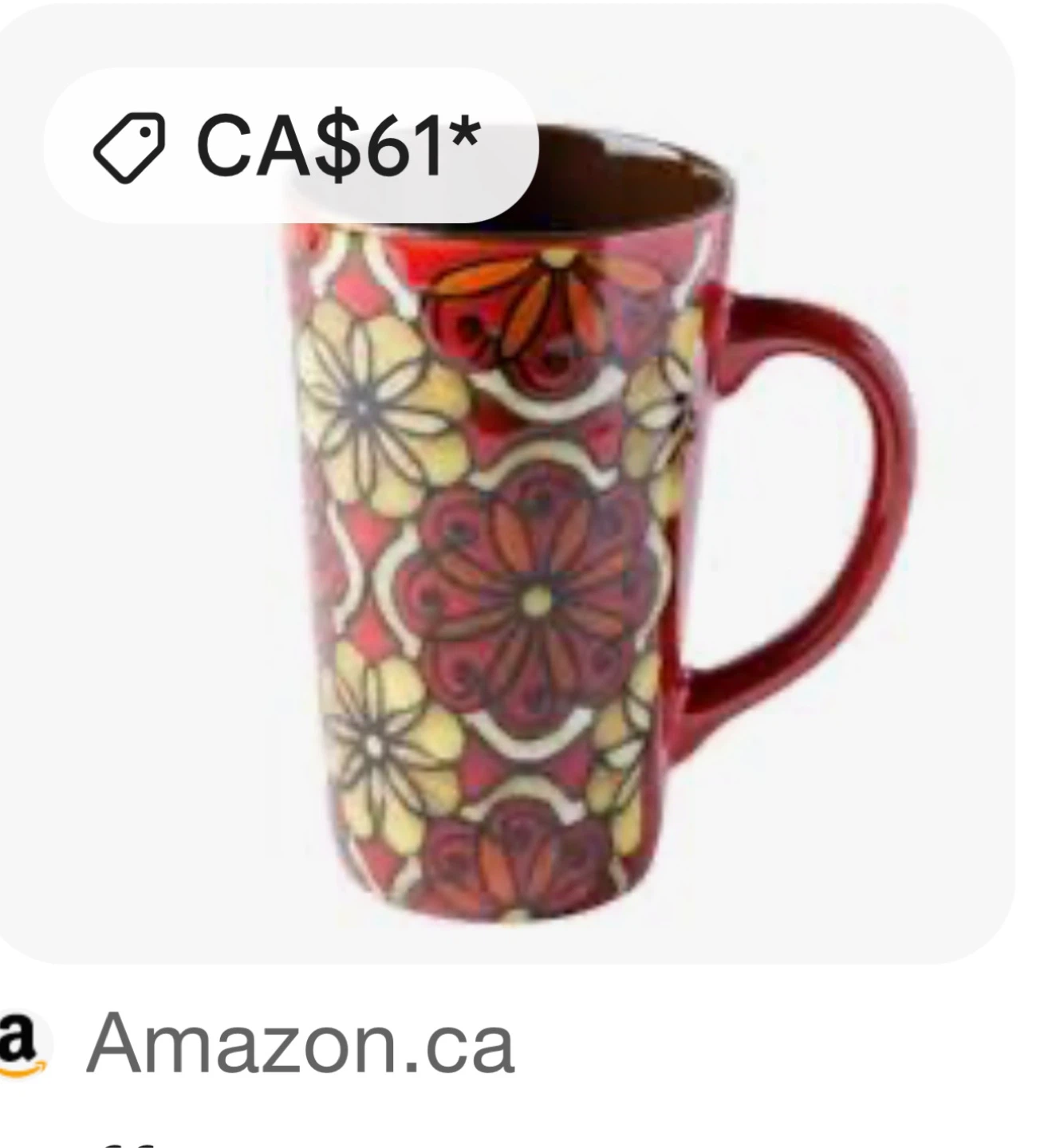Red & Brown Floral Coffee Mugs - photo 5
