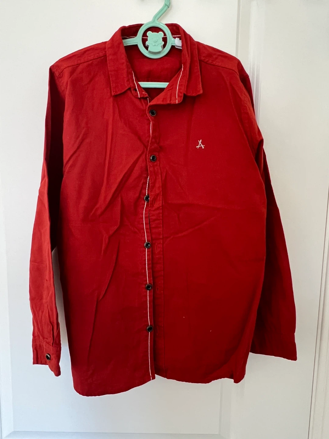 Red Long Sleeve Button-Up Shirt size 9/10