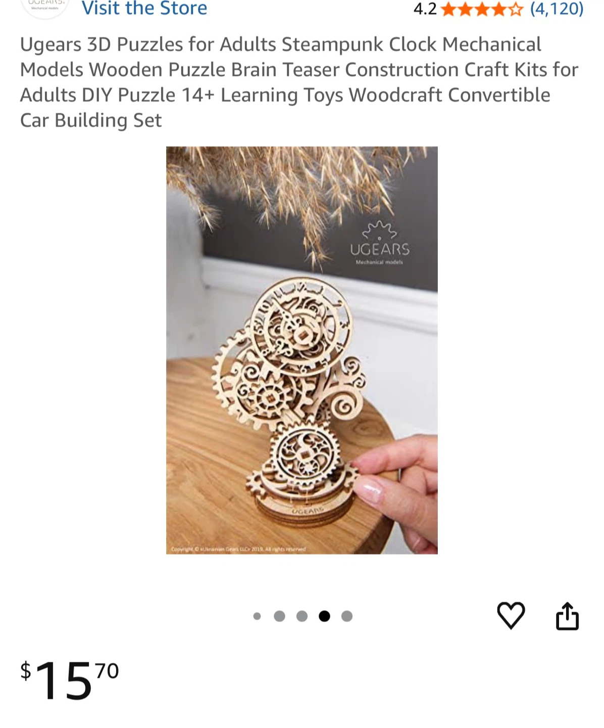 Ugears Steampunk Clock 3D Puzzle - photo 2