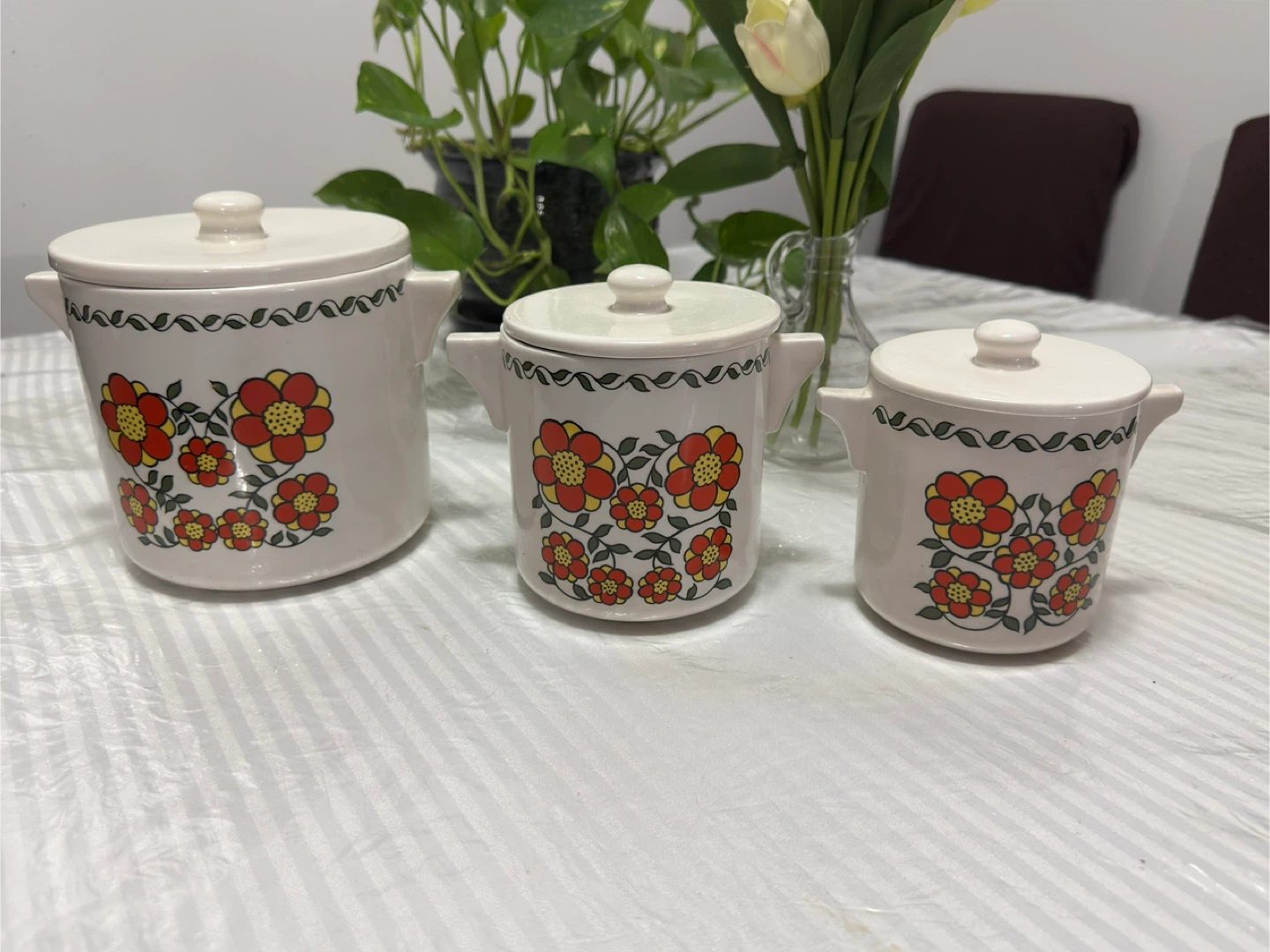 Vintage Floral Canister Set with Lids