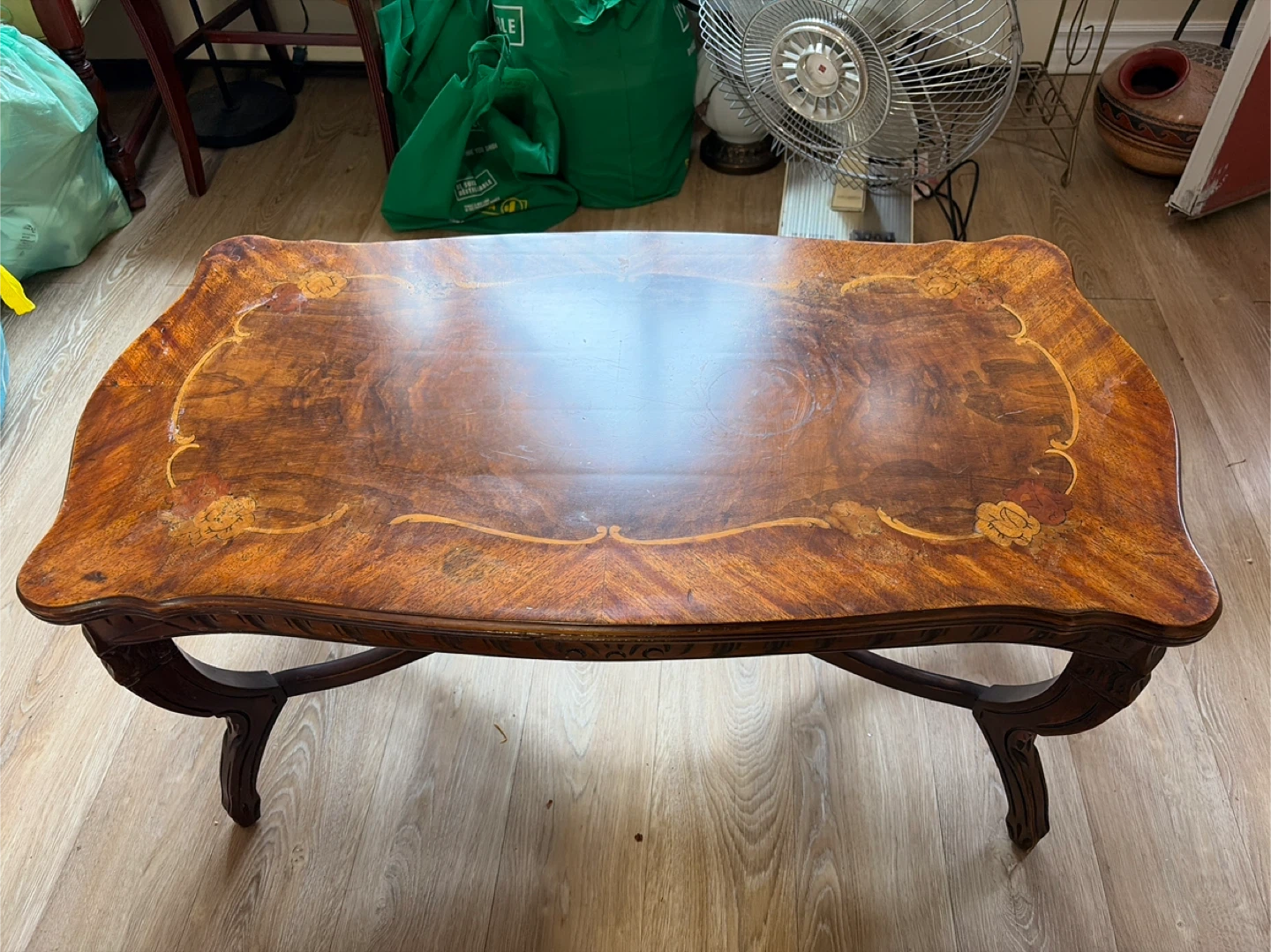 Vintage Inlaid Wood Coffee Table