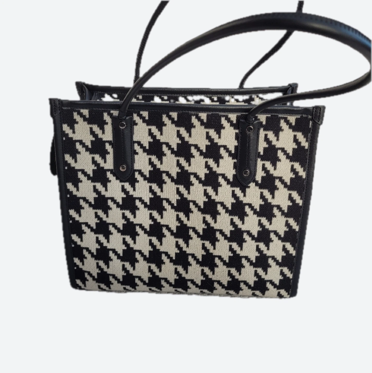 RARE Kate Spade Large Ella Houndstooth Jacquard Tweed Tote Bag - photo 5