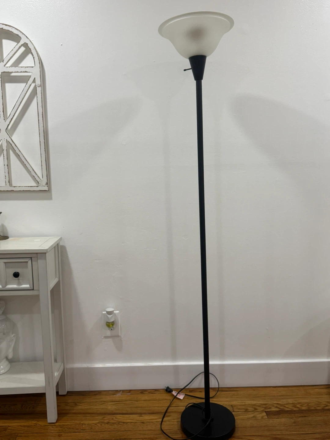 Black Floor Lamp with Frosted Glass Shade