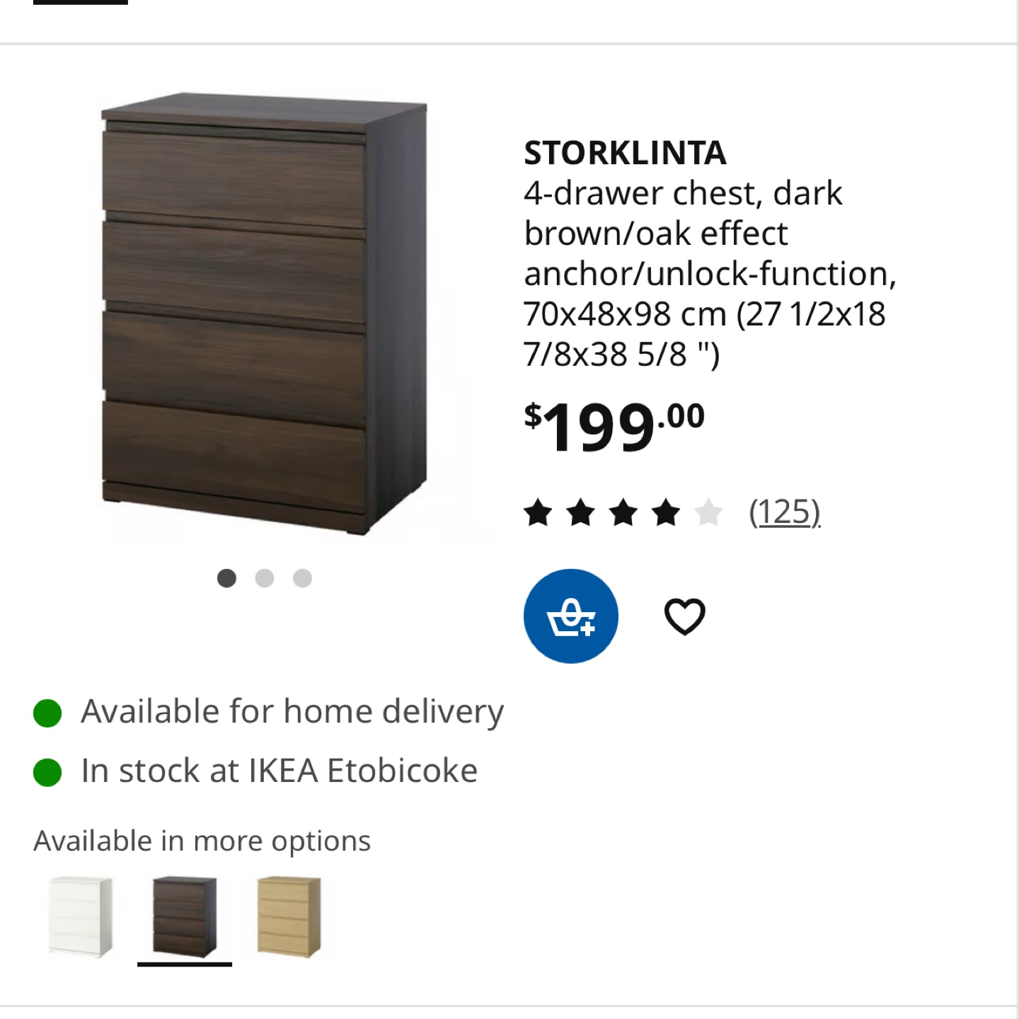 4-Drawer black dresser