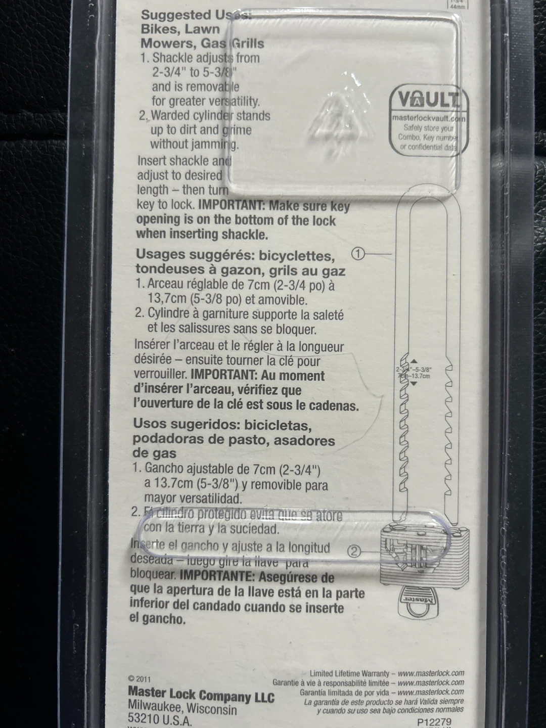 Master Lock 517D Long Shackle Padlock - New - photo 2