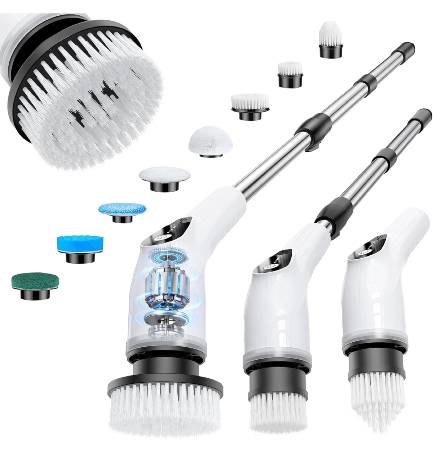 Electric Spin Scrubber with Extension Handle