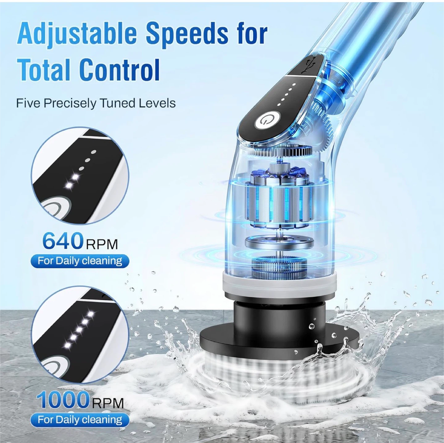 Electric Spin Scrubber with Extension Handle - photo 3