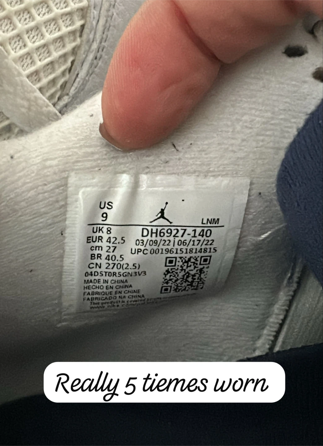 Nike Air Jordan 4 Retro White/Navy, US 9 - photo 2
