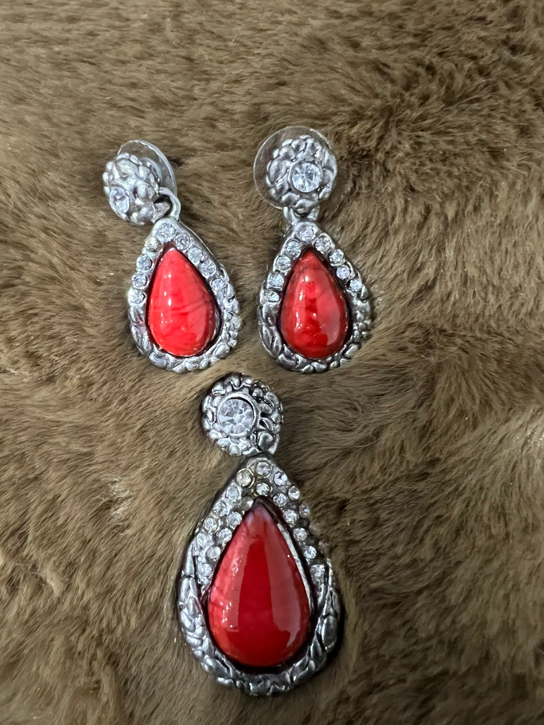 Red Stone Earrings & Pendant Set