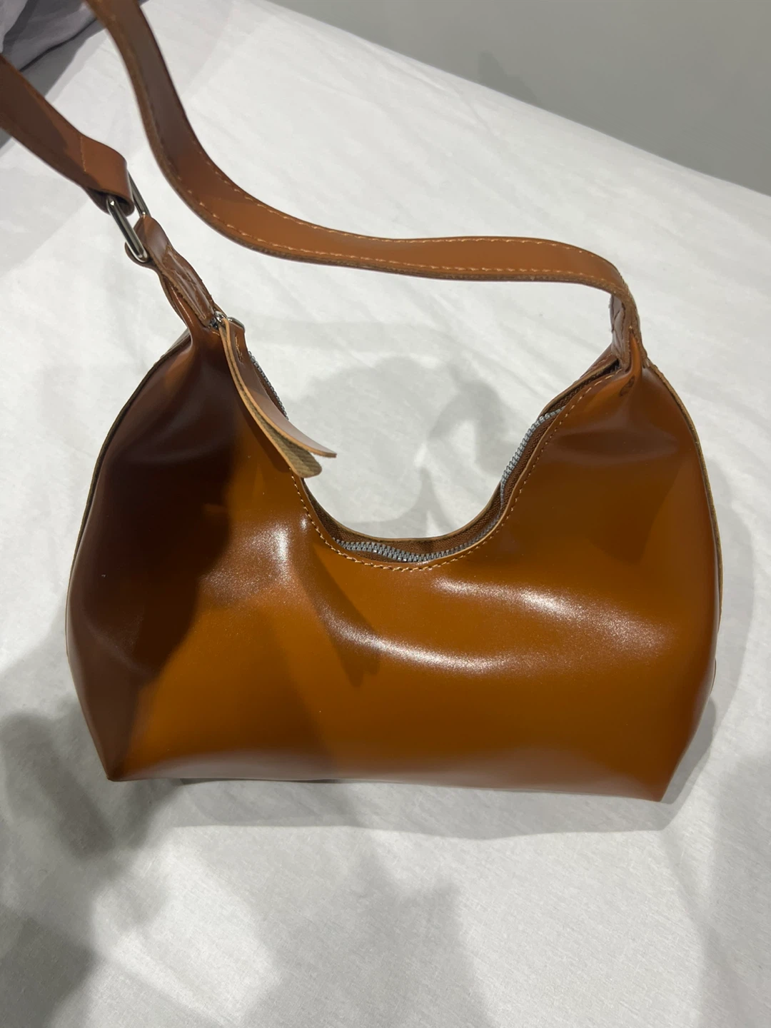 Brown Faux Leather Shoulder Bag - photo 3