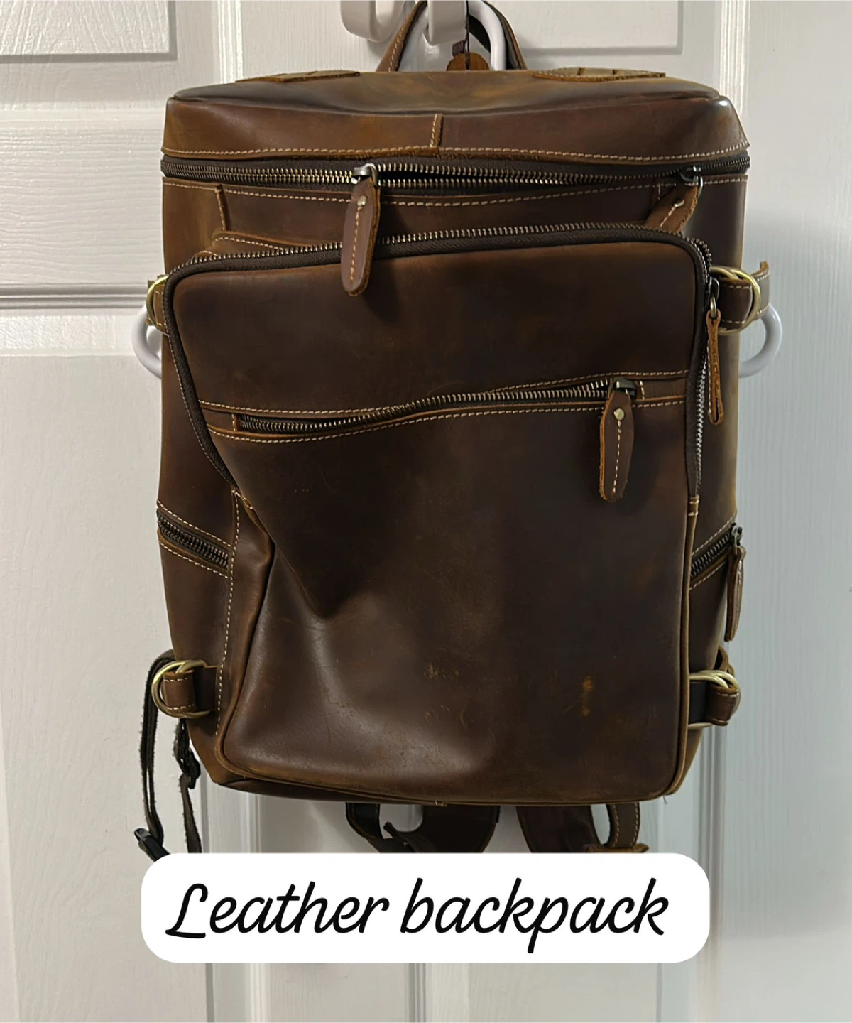 Leather Backpack - Brown - photo 4