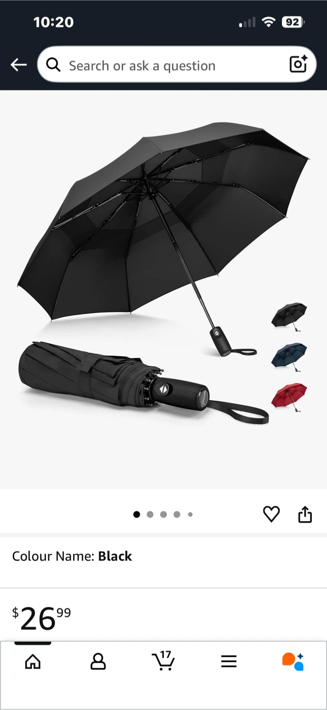 NINEMAX Compact Travel Umbrella - Black - photo 3