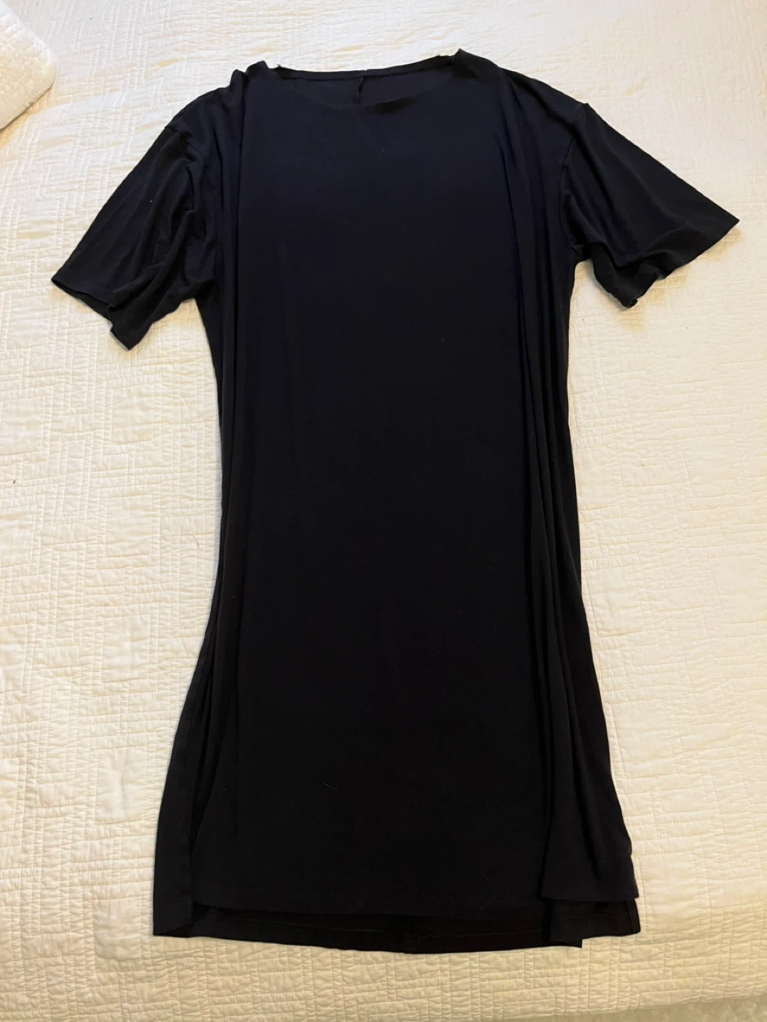 Black Viscose Blend T-Shirt Dress