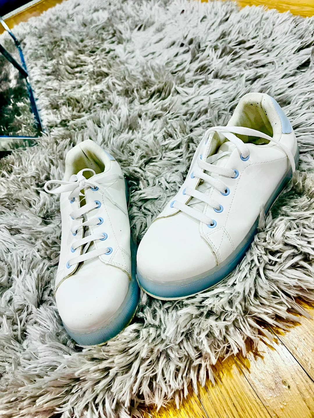White Sneakers with Light Blue Sole - photo 3