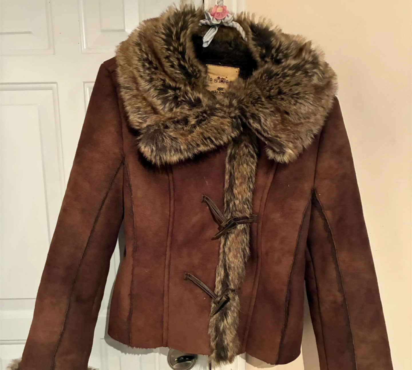 Le Chateau Faux Suede Jacket w/ Faux Fur Trim