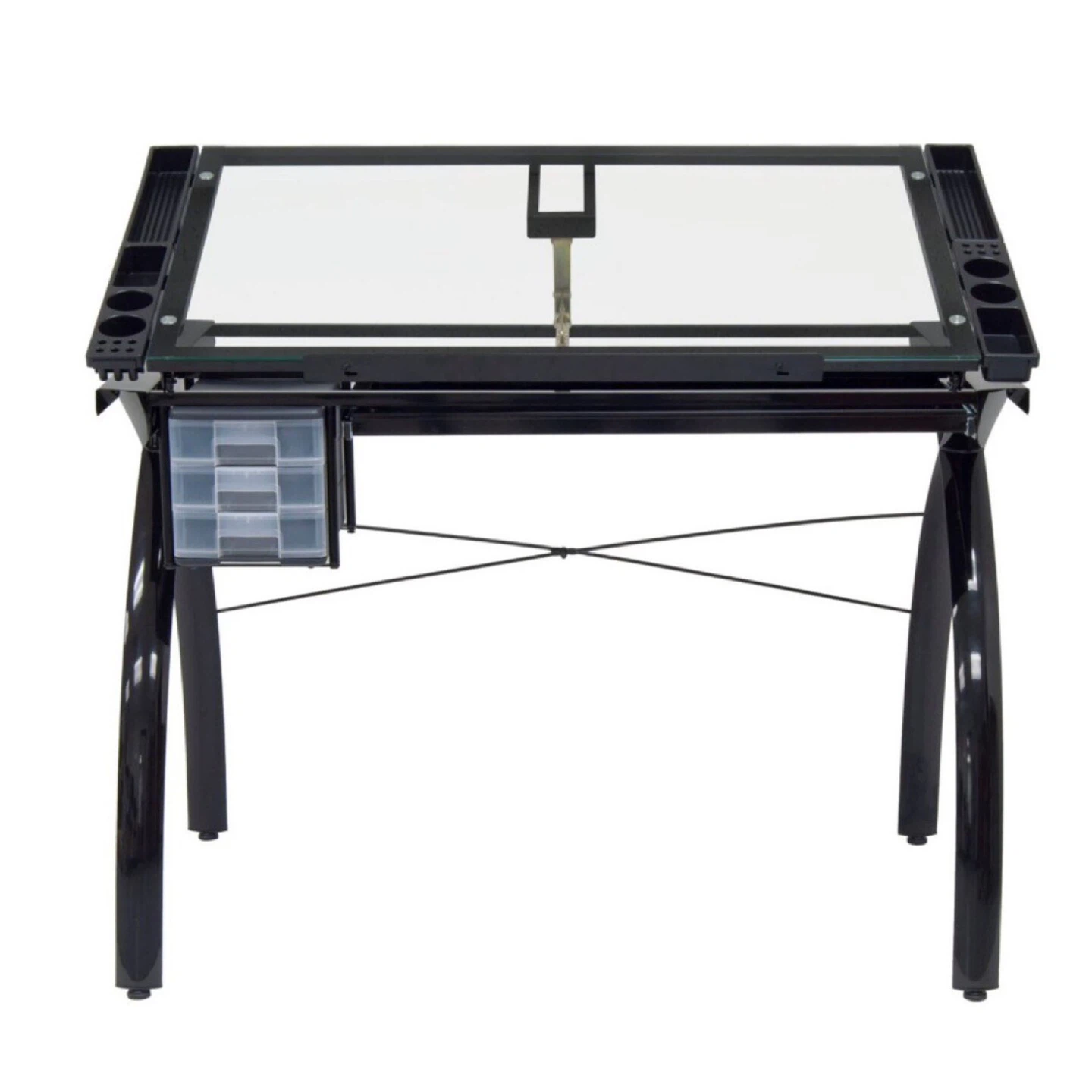 Studio Designs Black Glass Drafting Table