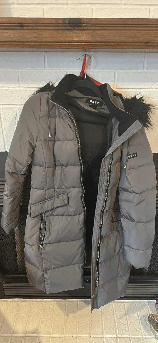 DKNY Grey Puffer Coat