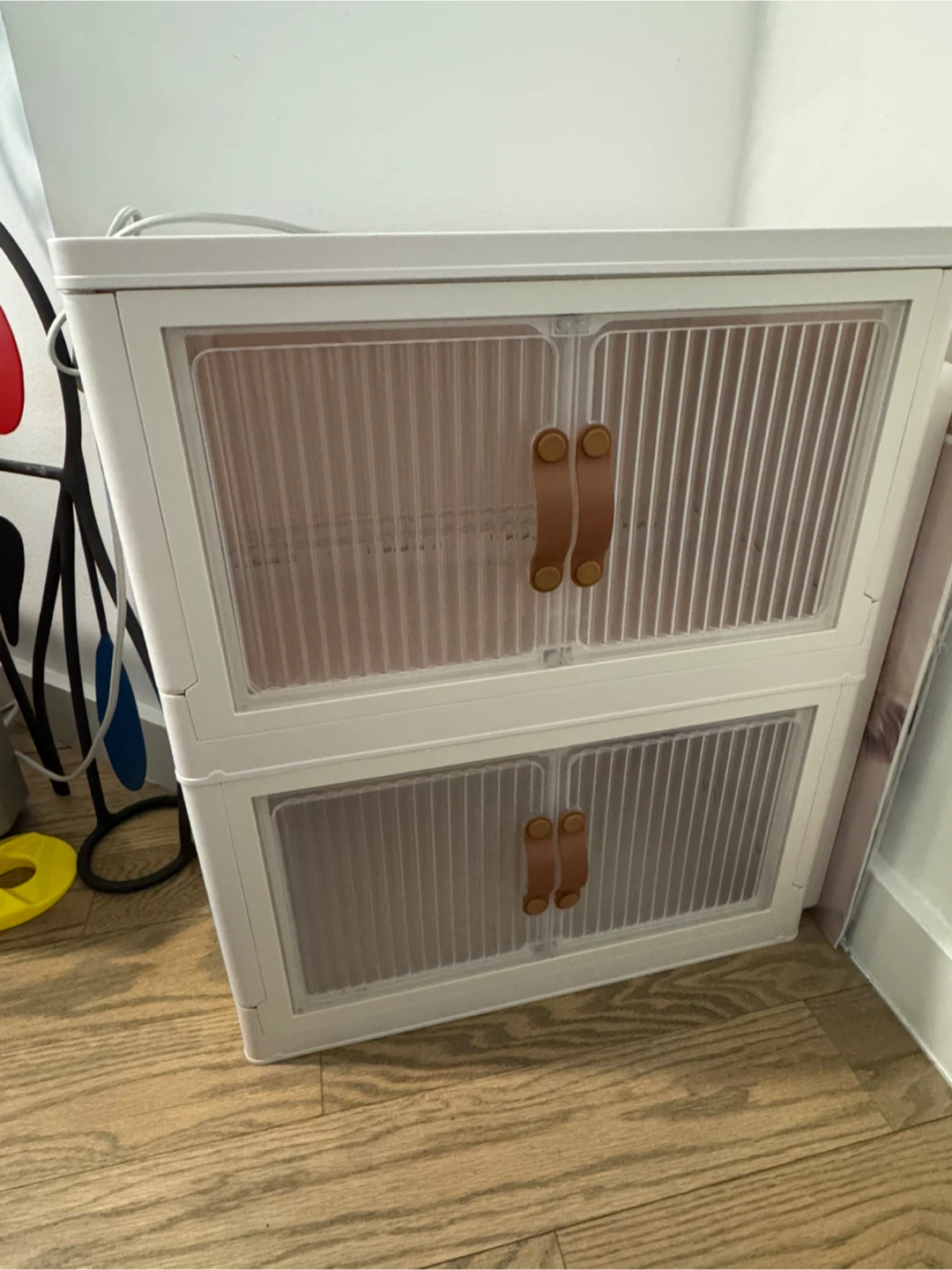 White Plastic Storage Cabinet with Doors - photo 2