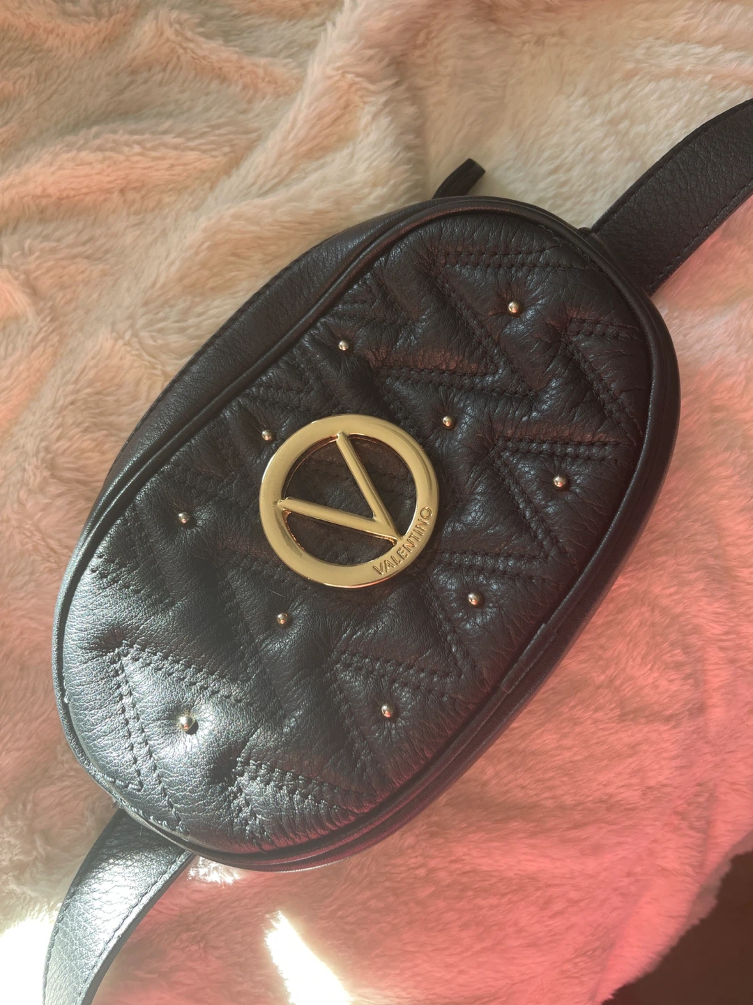 Valentino Black Leather Belt Bag