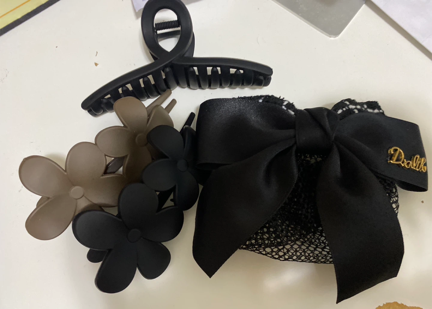 Hair Clip Set - Black & Beige - photo 2