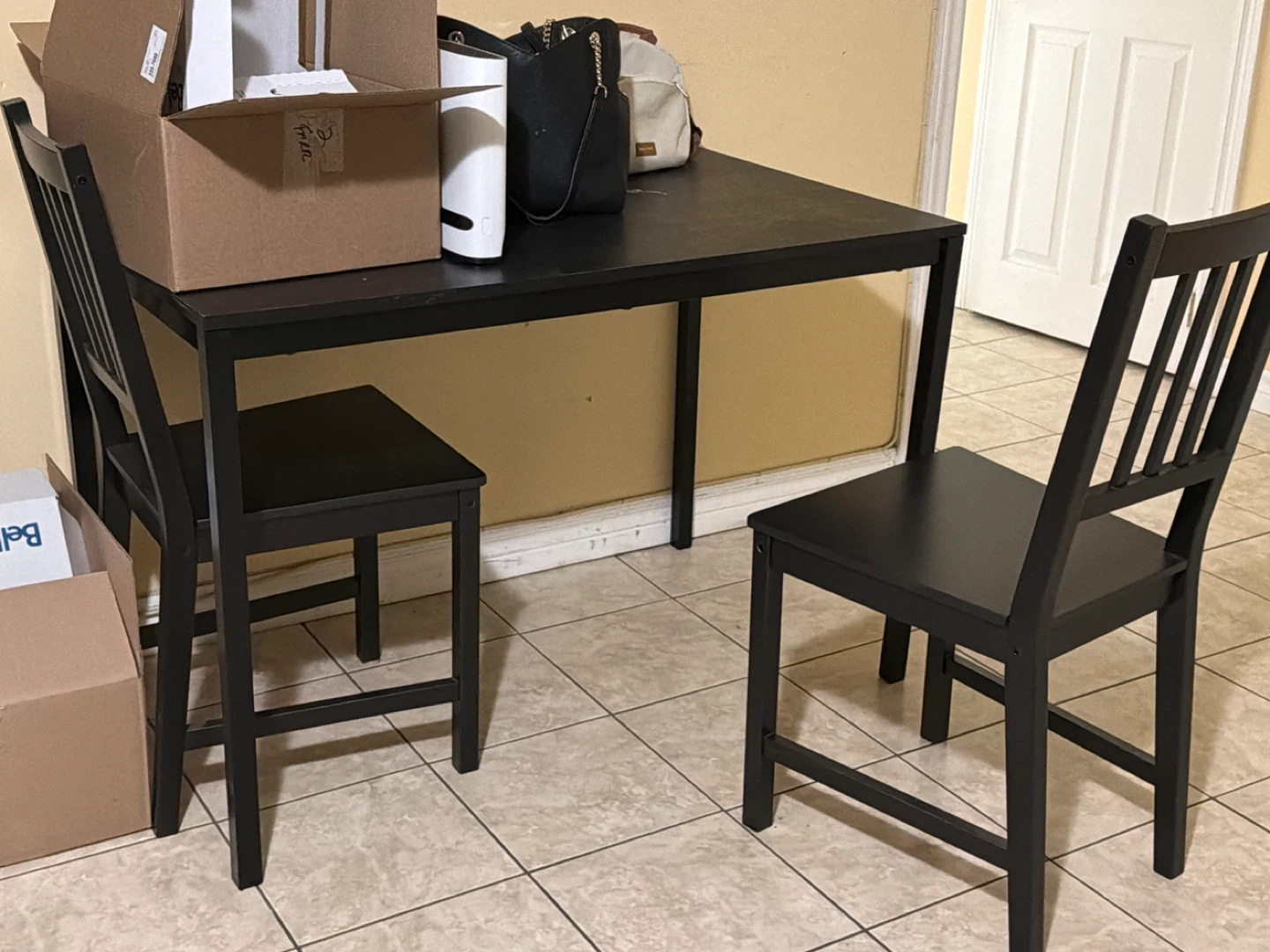 Ikea Black Dining Table with 2 Chairs