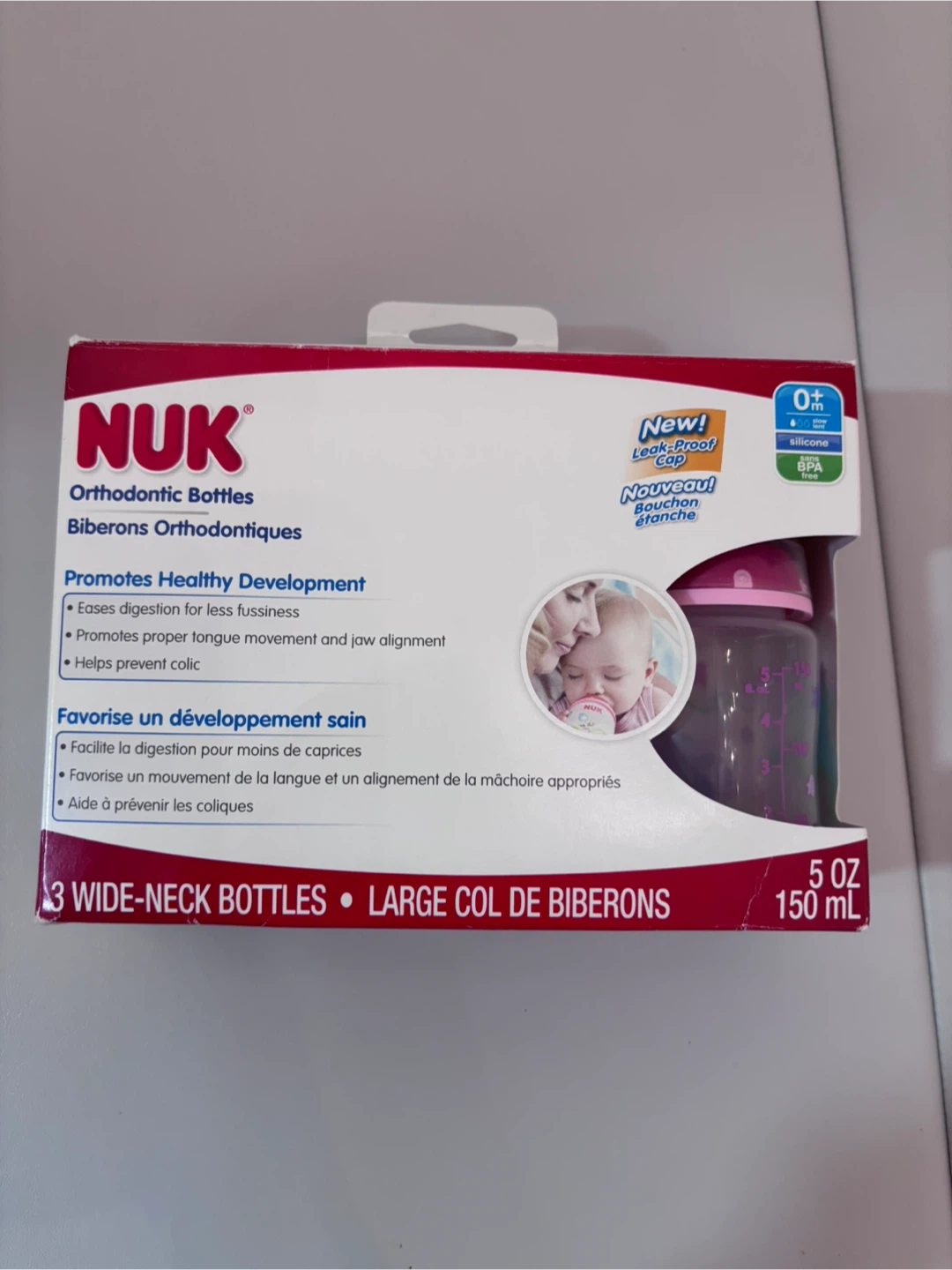 NUK Orthodontic Wide-Neck Bottles, 5oz, 3-Pack - photo 2