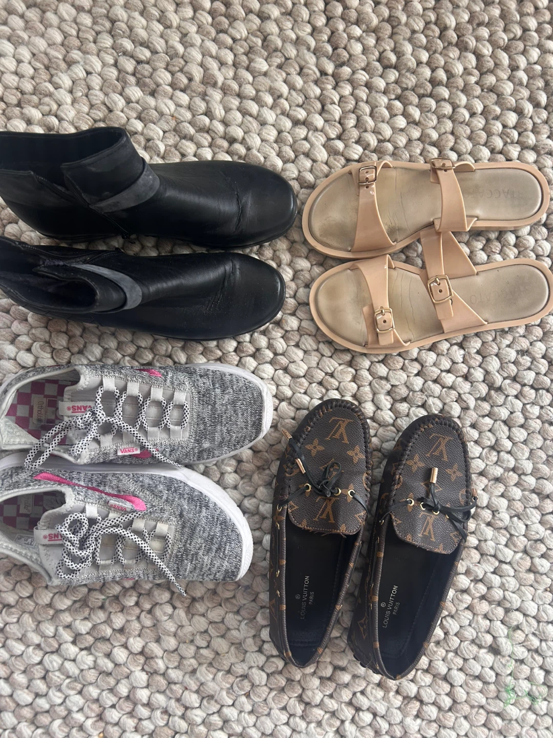Mixed Shoe Lot: Boots, Sandals, Sneakers, Loafers