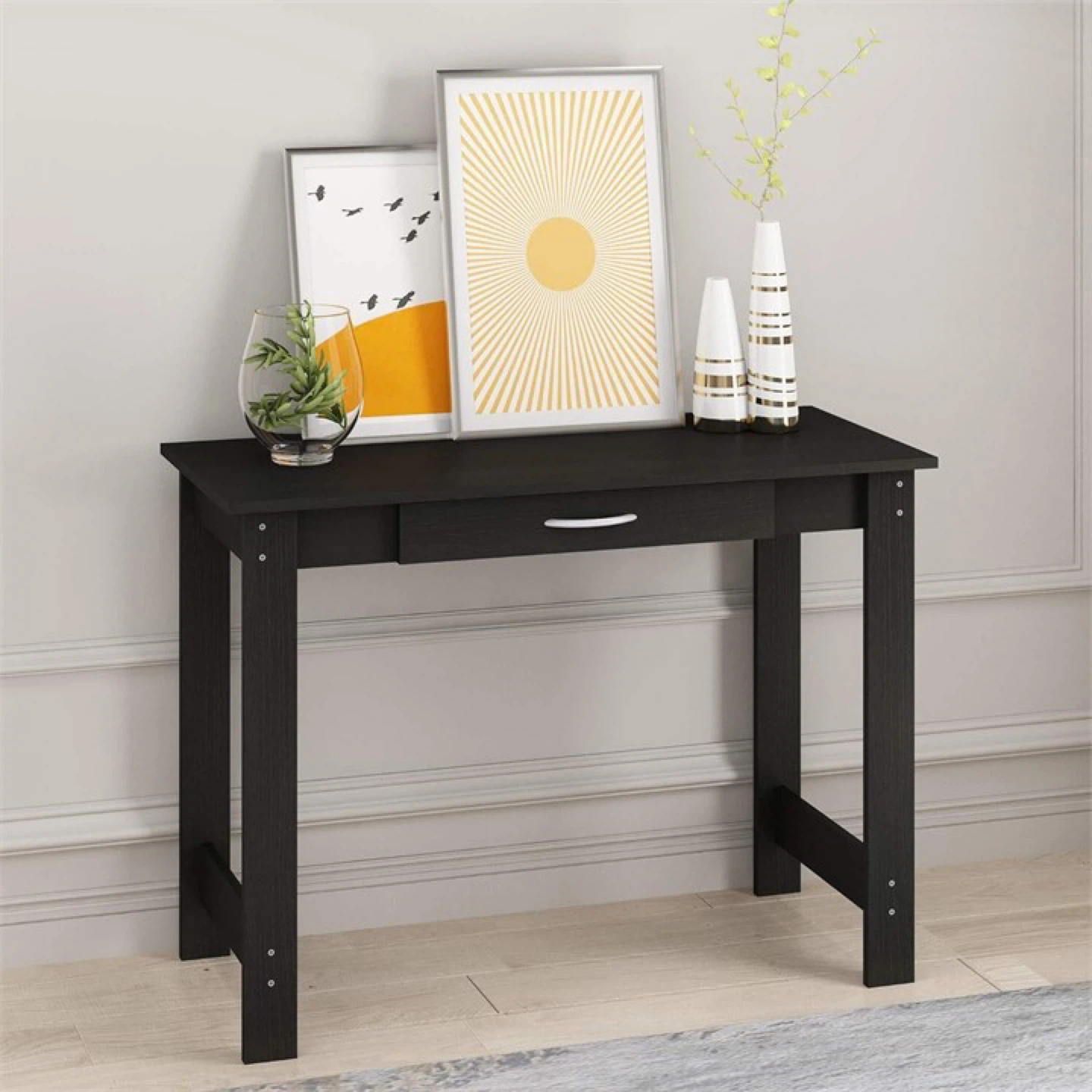 Black Wood Desk with Drawer /Brand New - photo 2