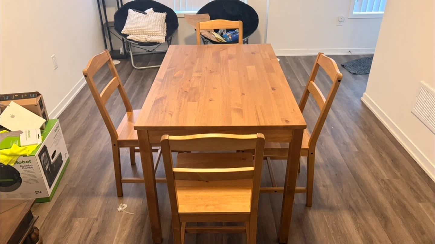 HÄGERNÄS Dining Table + 4 Chairs – Solid Wood – $40