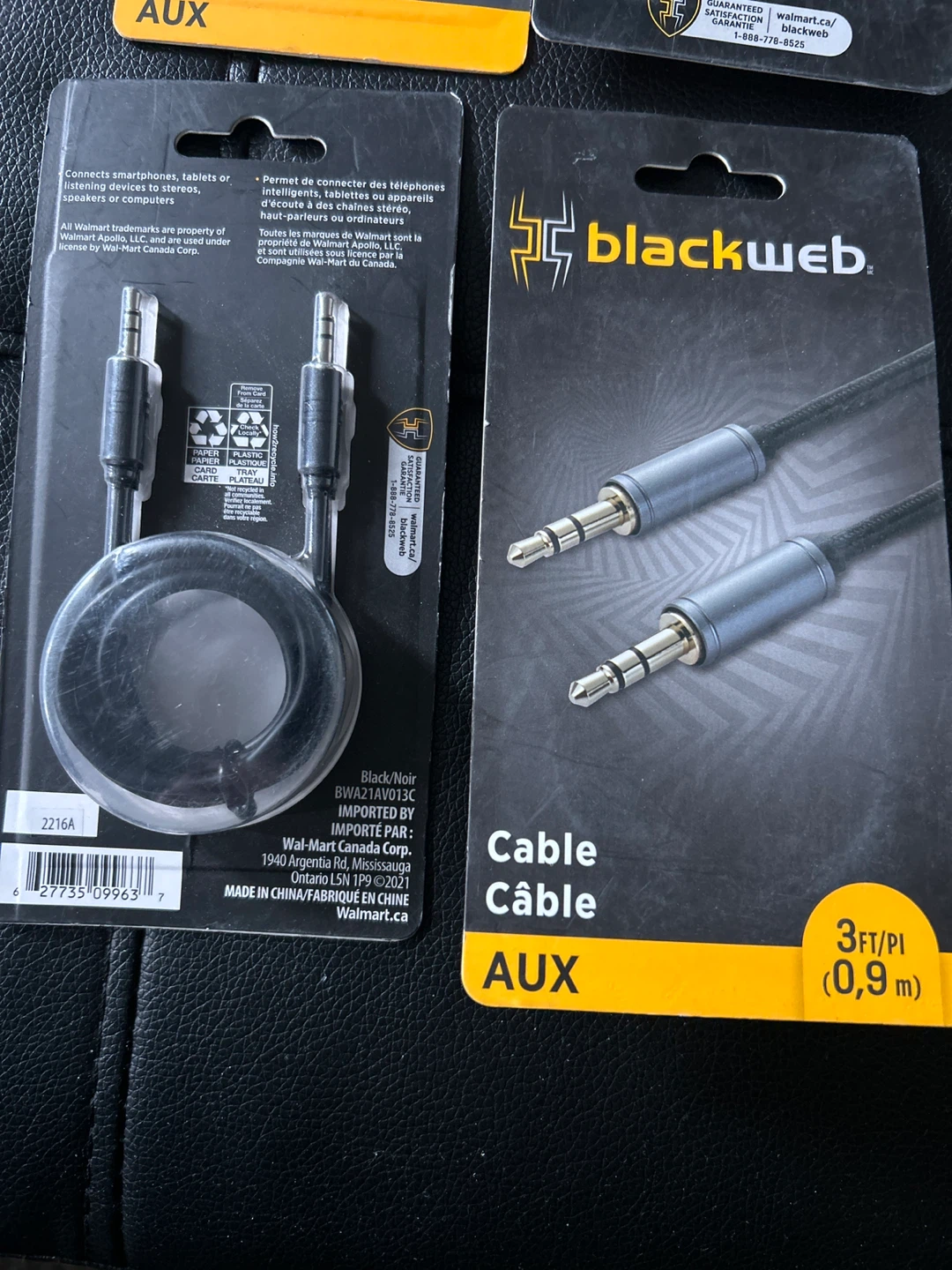 2-New Blackweb 3ft AUX Cable