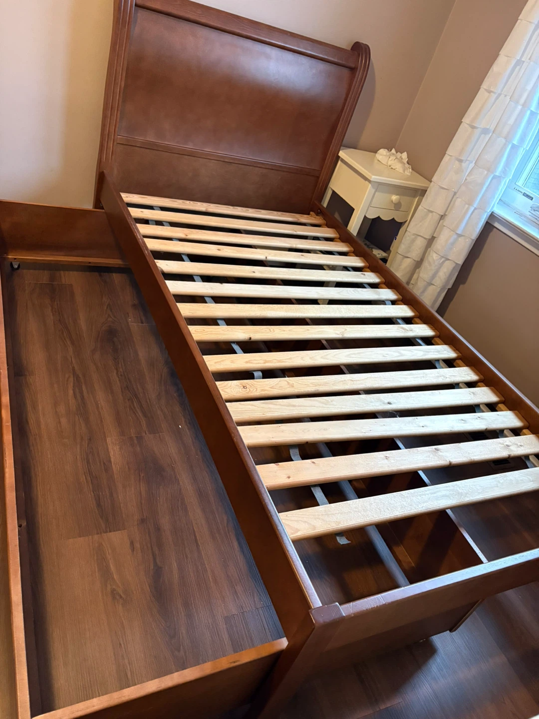 Wood Bed Frame with Storage Drawer