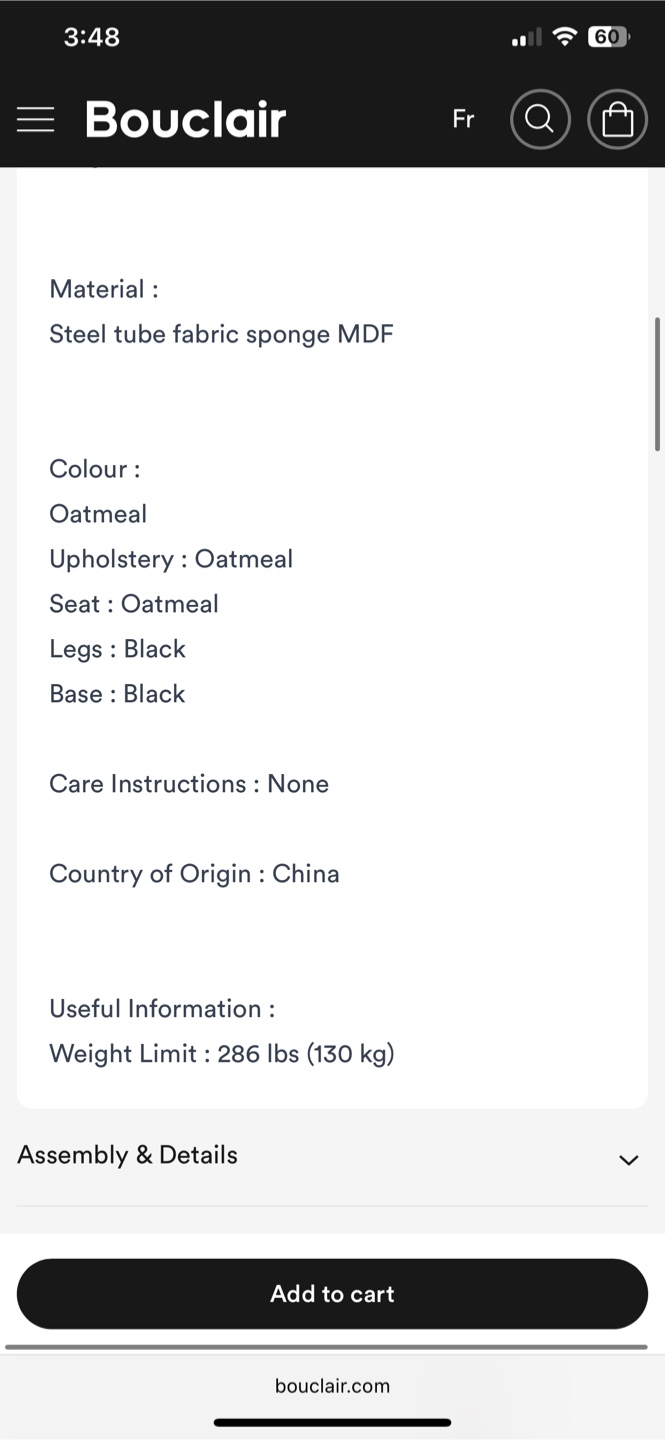 Bouclair Oatmeal Bench - Like New! - photo 3