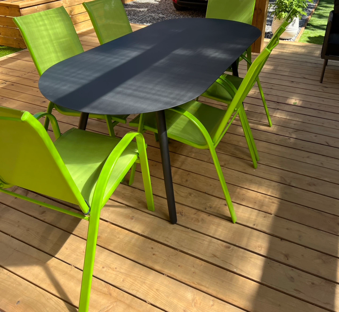 6 Outdoor Green Metal Framed Chairs - photo 2